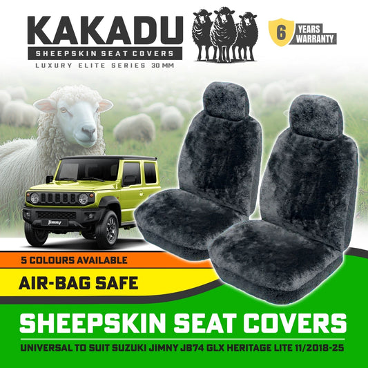 KAKADU Luxury Sheepskin Seat Covers Suits Suzuki Jimny JB74  30mm 5 Colours 6YRW