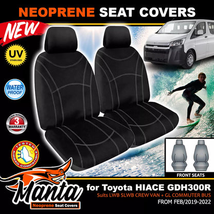 Manta Neoprene Front Seat Covers For Toyota Hiace GDH300R LWB SLWB 2/2019-2024