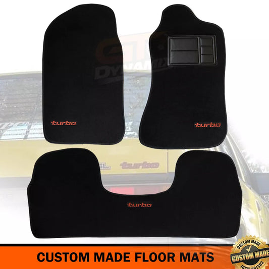 Custom Made Floor Mats Set of 3 BLACK with Red Badge VL TURBO Calais BT1 Berlina SL
