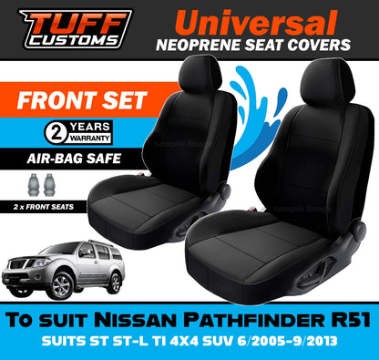 TUFF Customs Universal Neoprene Seat Covers Nissan Pathfinder R51 ST ST-L TI 4X4 SUV 6/2005-9/2013