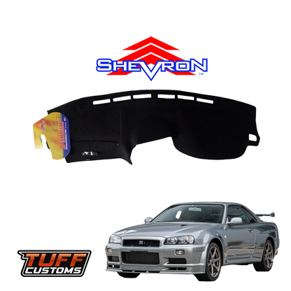 Shevron Black Dash Mat For Nissan Skyline R34 GT R w/ Central Display 1999-2002 DM1343