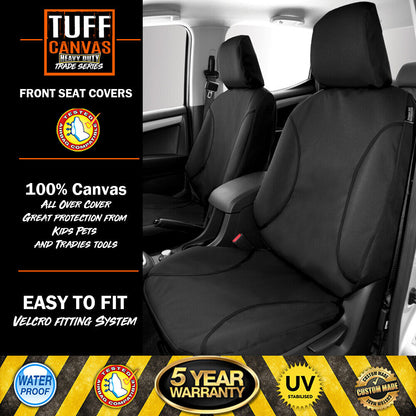 TUFF HD TRADE Canvas Seat Covers 2 Rows For Nissan Navara D23 RX SL ST-X 2017-2020 Black