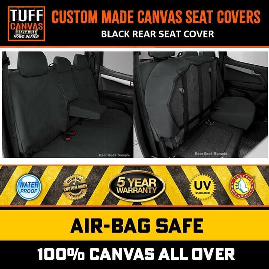 TUFF HD TRADE Canvas Seat Covers Rear Ford Ranger PX XL XLT Dual Cab 9/2011-5/2015 Black