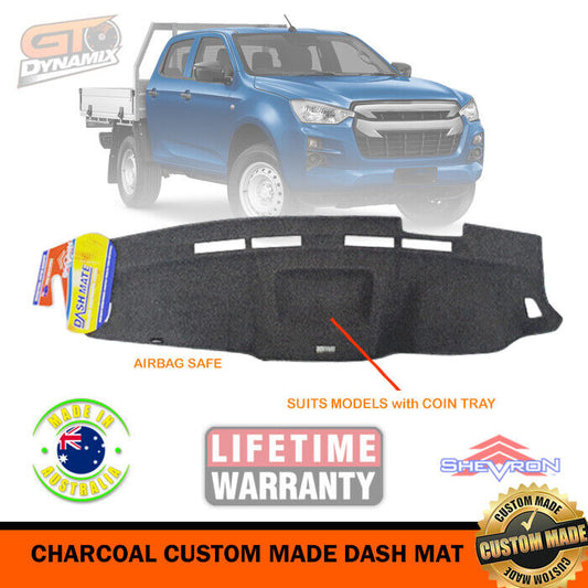 Shevron Charcoal Dash Mat For Isuzu D-Max SX High Ride w/ Coin Tray 7/2020-2024 DM1593