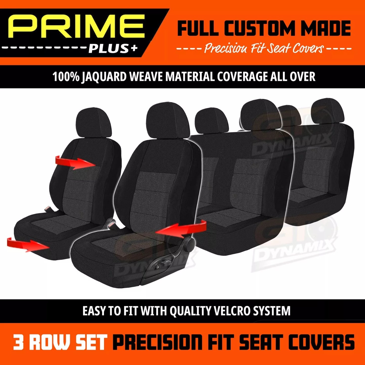 PRIME PLUS Seat Covers 3 Rows Black For Mitsubishi Outlander ZM LS Aspire Exceed 8/2021-2024