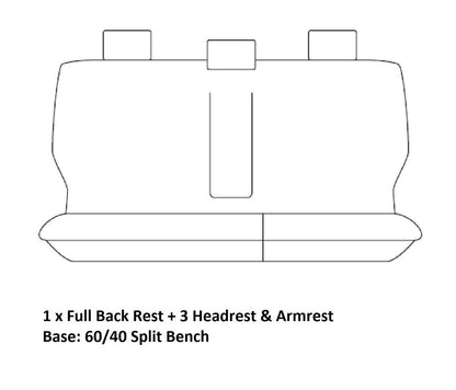 TUFF HD TRADE Canvas Seat Covers Rear For Mazda BT50 B30 XTR, GT Dual Cab 08/2020-On Black