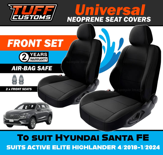 TUFF Customs Universal Neoprene Seat Covers Hyundai Santa FE DM NO BADGE ACTIVE ACTIVE X ELITE HIGHLANDER HYBRID 4/2018-1/2024