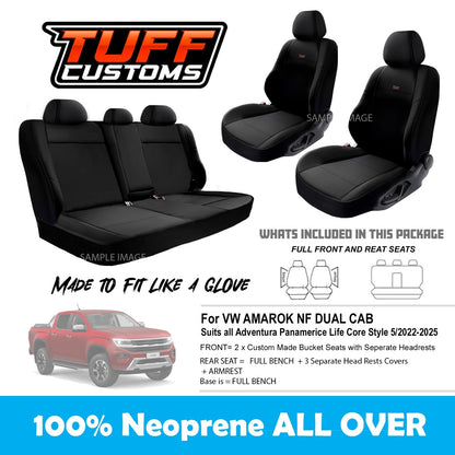 Tuff Customs Neoprene Seat Covers 2 Rows For Volkswagen Amarok NF Adventura LIFE CORE 12/2022-2025