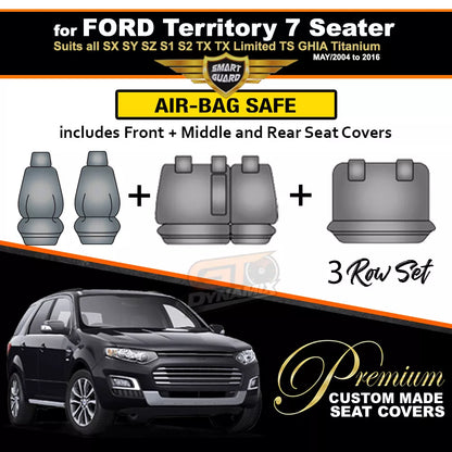 Premium Seat Covers 3 Rows Charcoal Grey For Ford Territory SX SY SZ TS TX GHIA 3/2013-2016