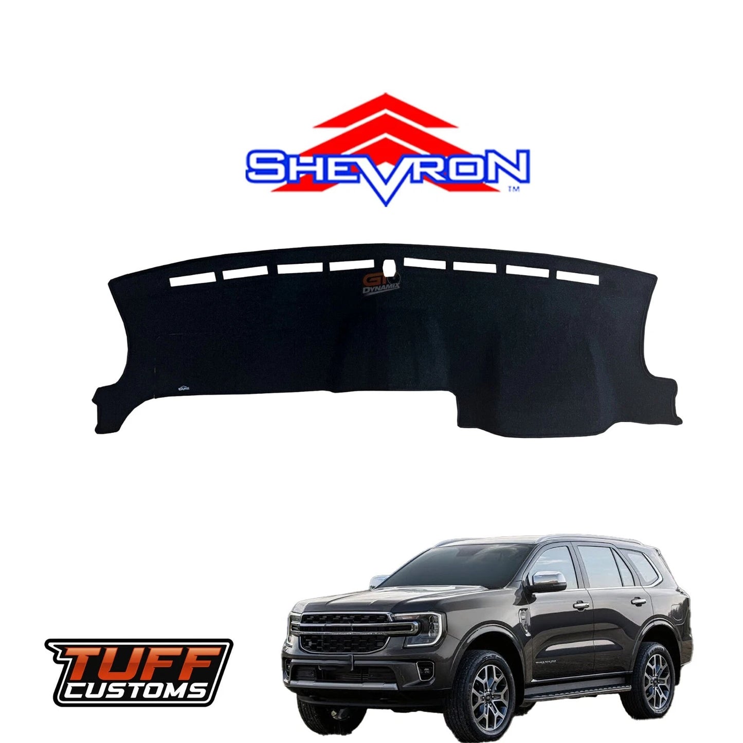 Shevron Black Dash Mat For Ford Everest Ambiente Trend Sport & Platinum w/ In Dash Glove Box 6/2022-2025 DM1652