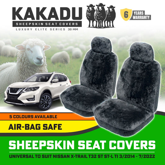 KAKADU Luxury Sheepskin Seat Covers Suits Nissan X-Trail T32 3/2014-7/2022 30mm 5 Colours 6YRW