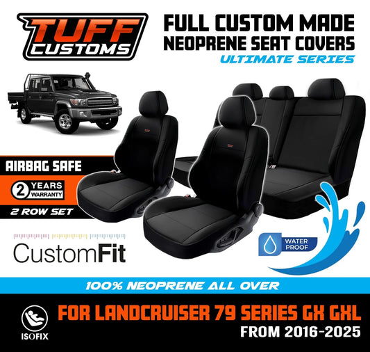 Tuff Customs Neoprene Seat Covers 2 Rows For Toyota Landcruiser 79 Series GX GXL VDJ79R 2016-2025
