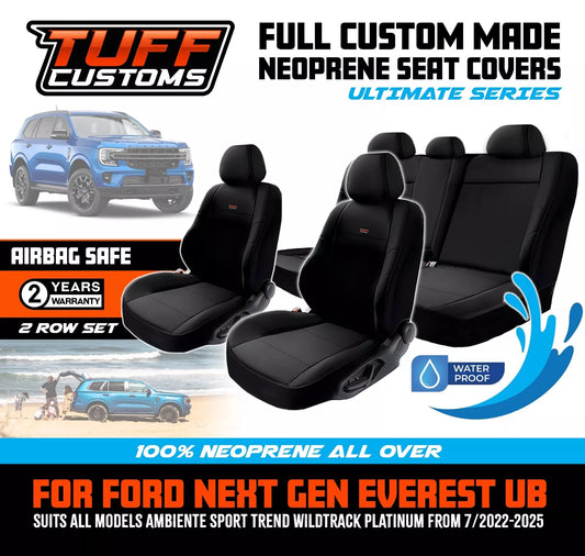 Tuff Customs Neoprene Seat Covers 2 Rows For Ford NEXT GEN EVEREST Platinum Ambiente 5/2022-2025