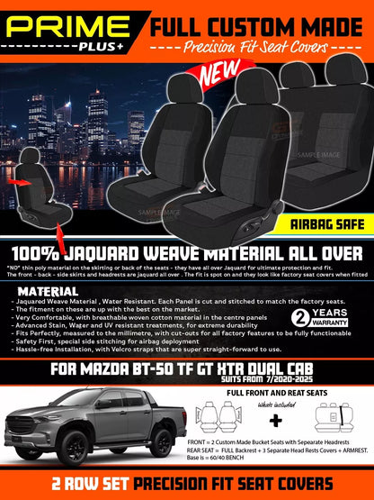 PRIME PLUS Seat Covers 2 Rows Black For Mazda BT-50 TF GT XT-R 7/2020-2025
