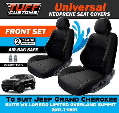 TUFF Customs Universal Neoprene Seat Covers Jeep Grand Cherokee WK LAREDO LIMITED OVERLAND SUMMIT 2011-7/2021