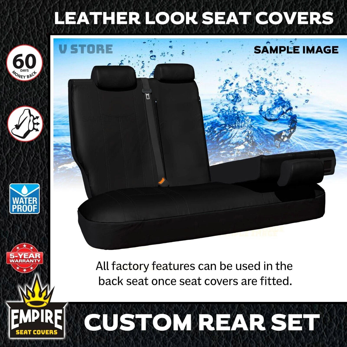 Empire Leather Look Seat Covers Middle For TOYOTA PRADO 150 SERIES VX 7 SEAT 6/2021-10/2023
