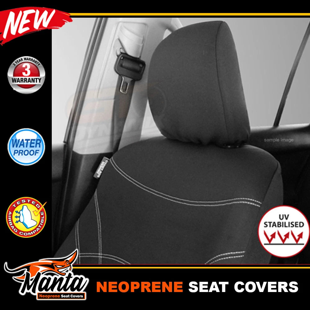 Getaway Neoprene w/ Black Stitch Seat Covers Front MITSUBISHI PAJERO SPORT QF QG GLS 7 SEAT 2020-2026