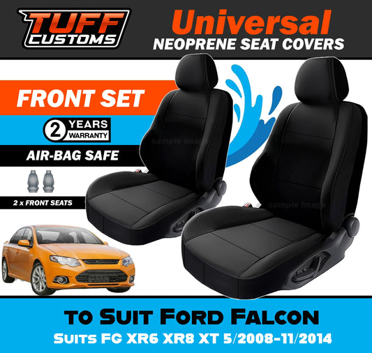 TUFF Customs Universal Neoprene Seat Covers Ford Falcon FG XR6 XR8 XT 5/2008-11/2014