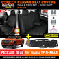 Tuff HD TRADE Canvas Seat Covers 2 Row + Dash Mat For Isuzu DMAX TF W/LID 2020-2024 DM1589 Black