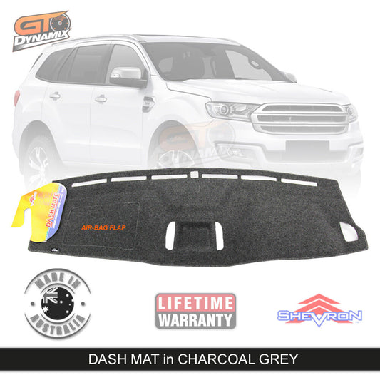 Shevron Charcoal Dash Mat For Ford Everest UA Ambient w/ Centre Coin Tray 7/2015-5/2022 DM1405