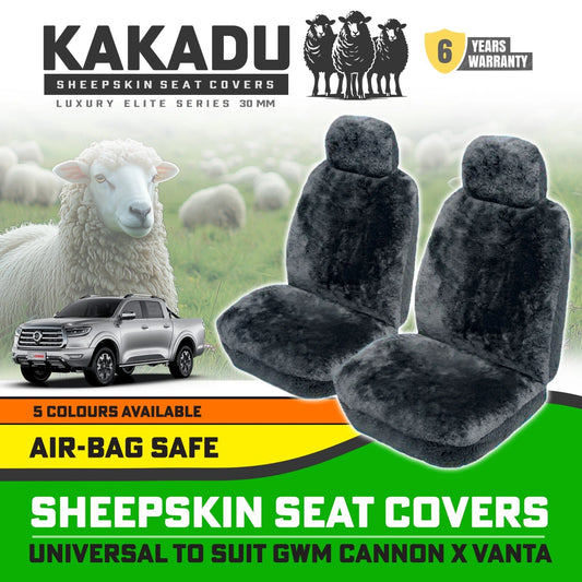 KAKADU Luxury Sheepskin Seat Covers Suits GWM CANNON X Vanta 30mm 5 Colours 6YRW