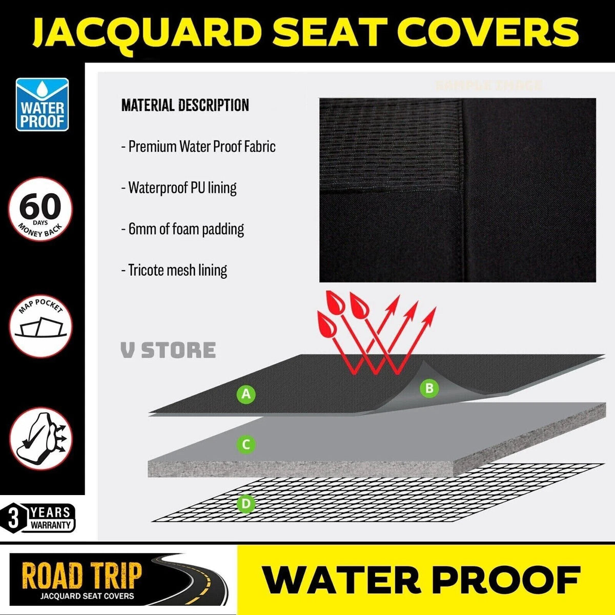 Roadtrip Jacquard Seat Covers Front NISSAN X-TRAIL T32 ST ST-L 7 SEAT 3/2014-8/2022