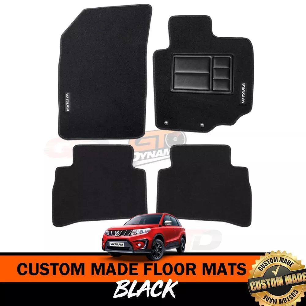 Custom Made Floor Mats 2 Row For SUZUKI VITARA All APK416 LY RT-S Turbo RT-X 6/2015-24 Black