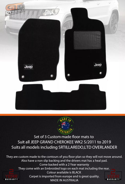 Custom Made Floor Mats 2 Rows JEEP GRAND CHEROKEE WK2 LTD OVERLANDER SRT8 Laredo 5/2011-24