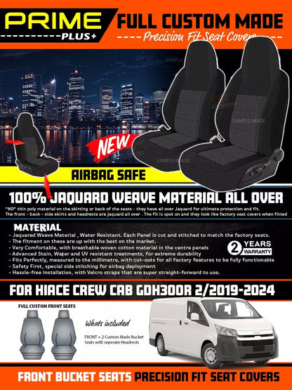 PRIME PLUS Seat Covers Front For Toyota Hiace Crew Cab GDH300R 2/2019-2024 Black
