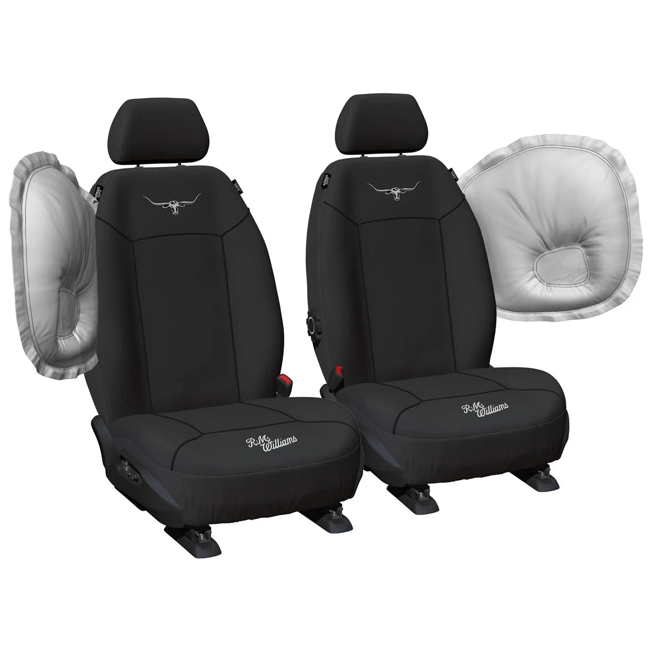 RM Williams Longhorns Universal Canvas Seat Covers NISSAN PATROL GU Y61 ST-S ST-L TI 7 SEAT 10/2004-10/2017 Black or Charcoal