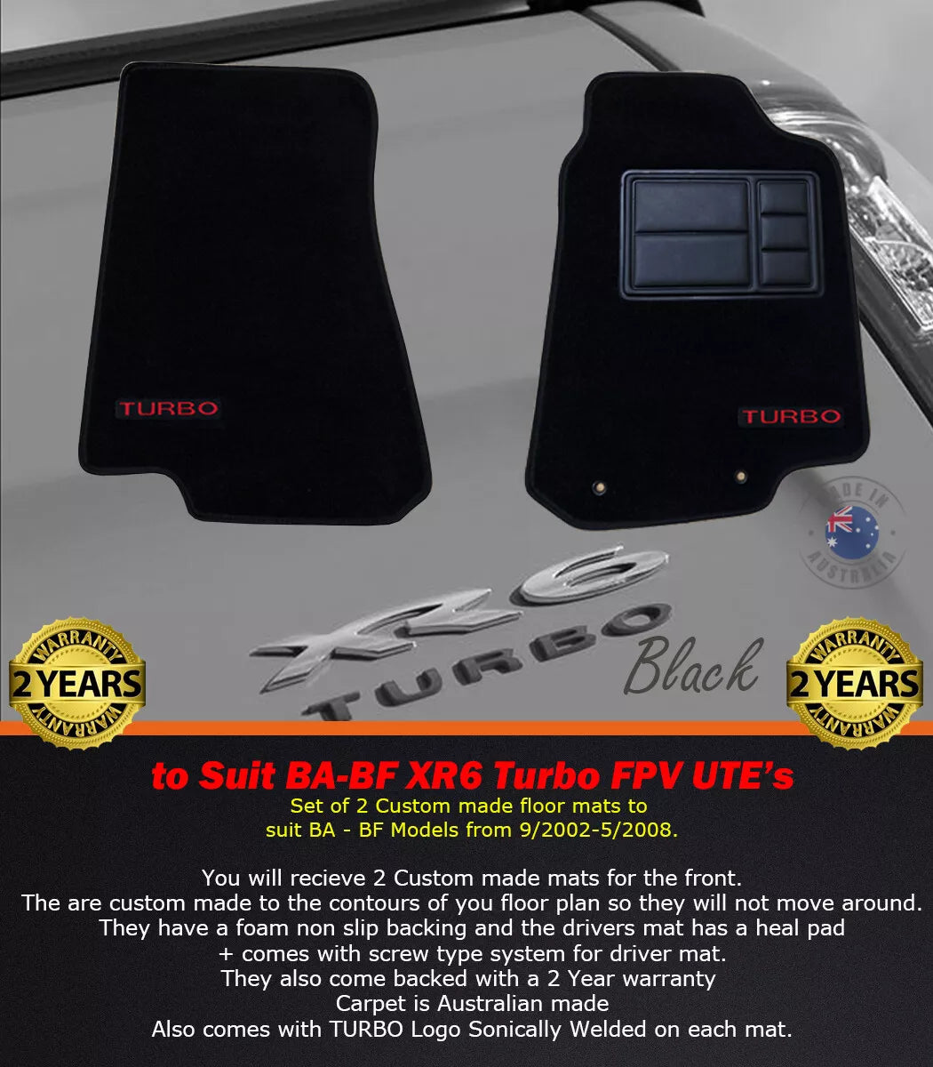 Custom Made Floor Mats Ford BA BF UTE MK2 XR6 Turbo FVP F6 Typhoon 9/2002-5/2008