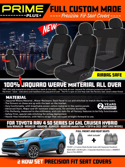 PRIME PLUS Seat Covers 2 Rows Black For Toyota RAV 4 50 SERIES GXL GX Hybrid 1/2019-2025