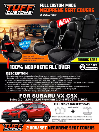 TUFF Customs Neoprene Seat Covers 2 Rows For Subaru XV 2.0i-L Premium 2.0i-S 2017-2022