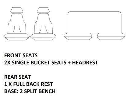 TUFF HD TRADE Canvas Seat Covers 2 Rows For Isuzu Dmax TF LS-U SPACE CAB 2012-2020 Charcoal