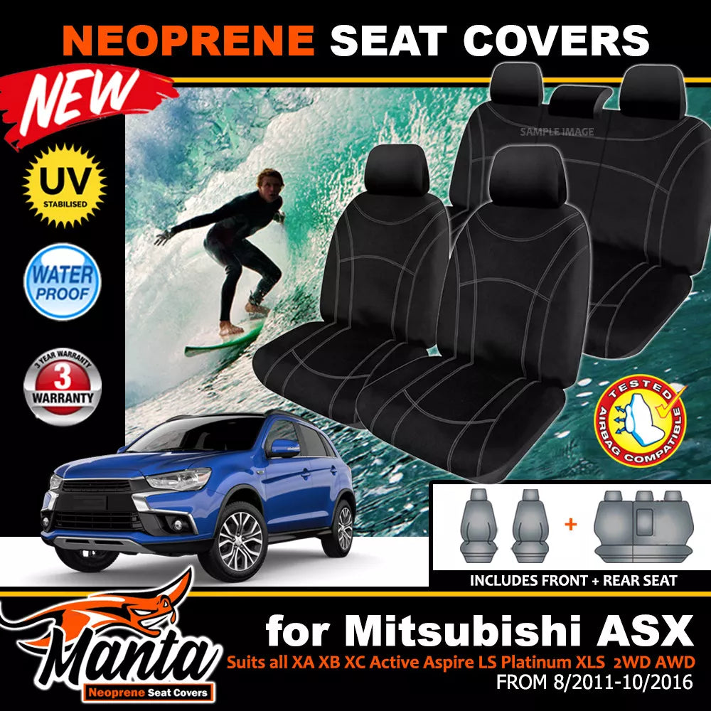 Manta Neoprene 2 Rows Seat Covers For Mitsubishi ASX XA XB XC LS 11/2016-2025