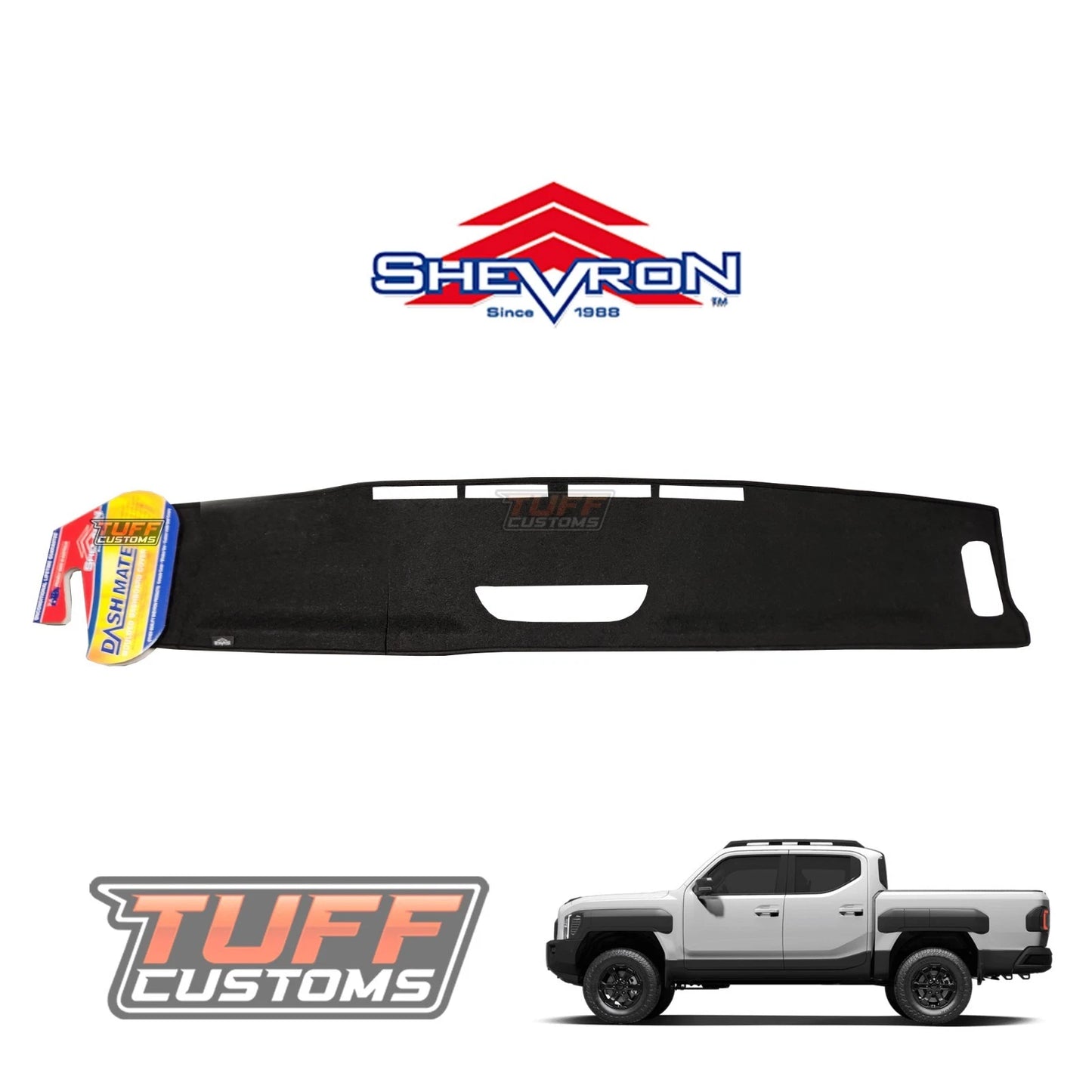 Shevron Black Dash Mat For Kia Tasman TK X-Pro & X-Line w/ Coin Tray 2/2025-2026 DM1749
