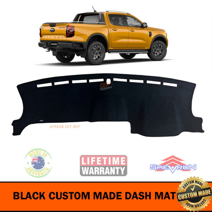 Tuff HD TRADE Canvas Seat Covers 2 Row + Dash Mat For Ford Ranger Next Gen WILDTRACK DM1652 Black