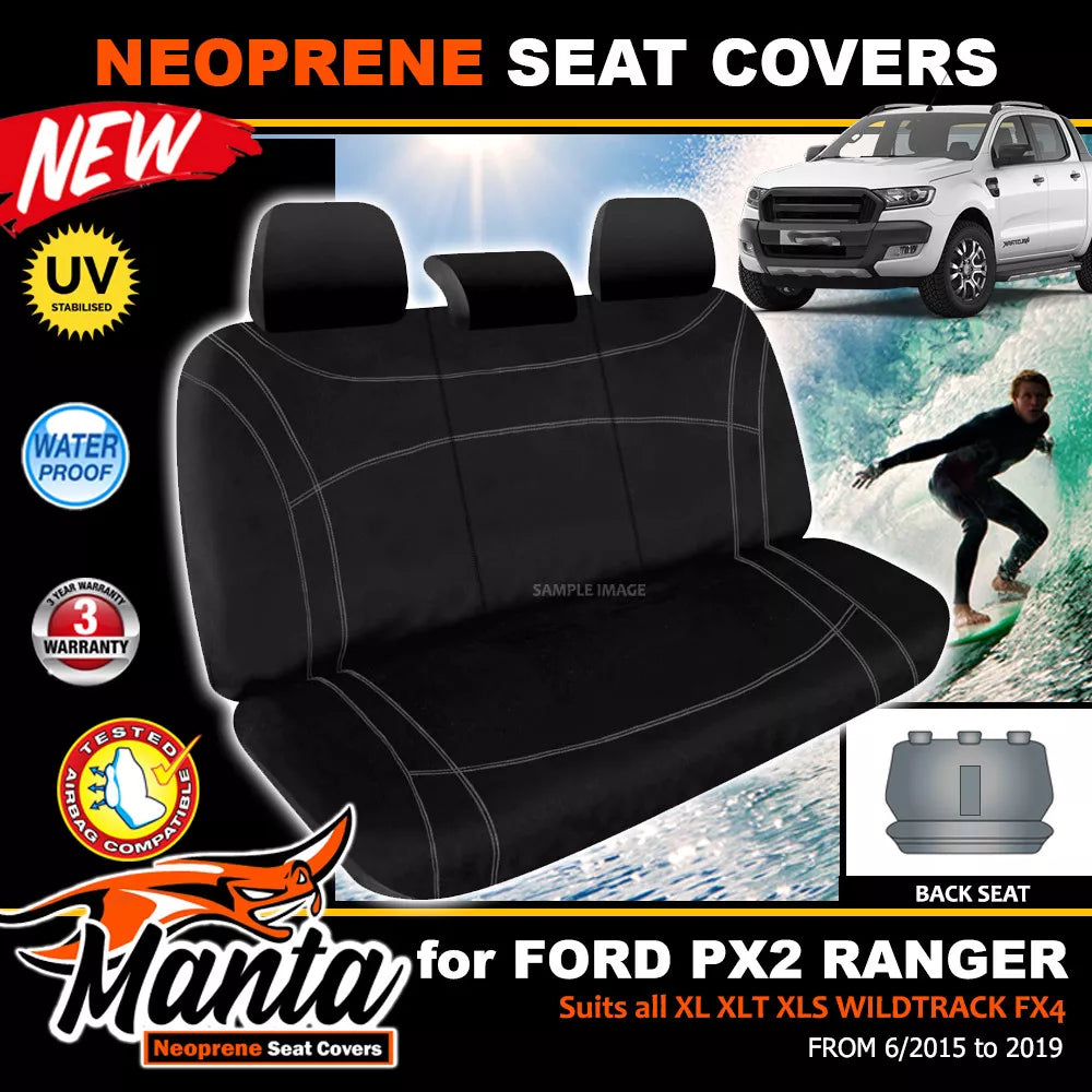 Manta Neoprene Rear Seat Covers For FORD PX2 PX3 RANGER 6/2015-2022