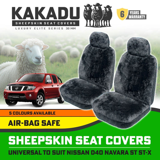 KAKADU Luxury Sheepskin Seat Covers Suits Nissan Navara D40 2005-2015 30mm 5 Colours 6YRW