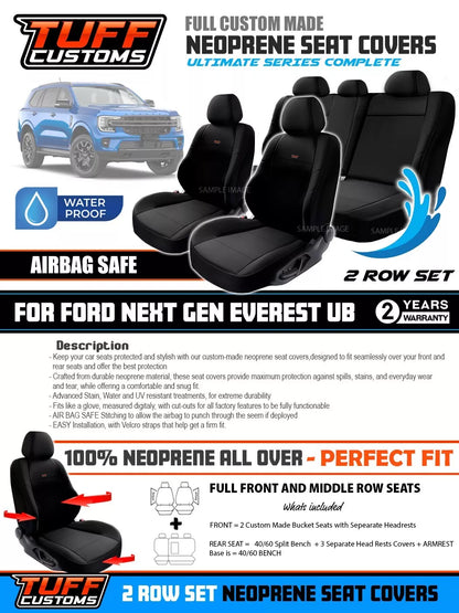 Tuff Customs Neoprene Seat Covers 2 Rows For Ford NEXT GEN EVEREST Platinum Ambiente 5/2022-2025