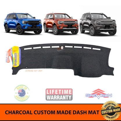 Shevron Charcoal Dash Mat For Ford Everest Ambiente Trend Sport & Platinum w/ In Dash Glove Box 6/2022-2024 DM1652