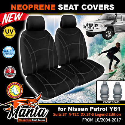 Manta Neoprene Front Seat Covers For Nissan Patrol Y61 ST DX ST-S Oct/2004-2017