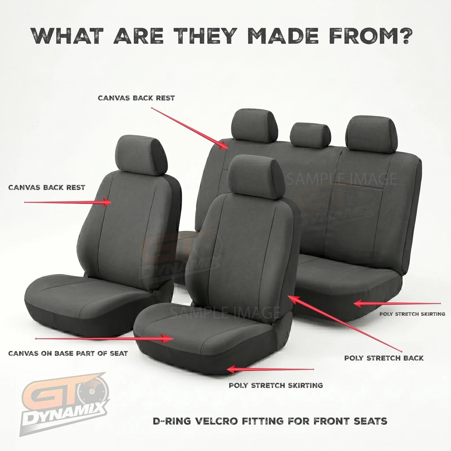 TUFF Canvas 2 Rows Seat Covers HOLDEN COLORADO RG LTZ LS LT 6/2012-2020 Charcoal