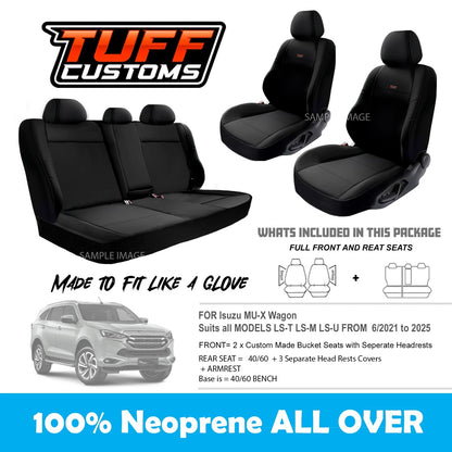 Tuff Customs Neoprene Seat Covers 2 Rows For Isuzu MU-X LS-U LS-M LS-T MUX 7/2021-24