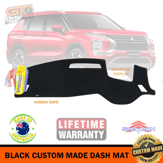 TUFF Customs 2 Rows Neoprene Seat Covers + Shevron Dash Mat DM1638D with HUD For Mitsubishi Outlander ZM LS 2021-2025