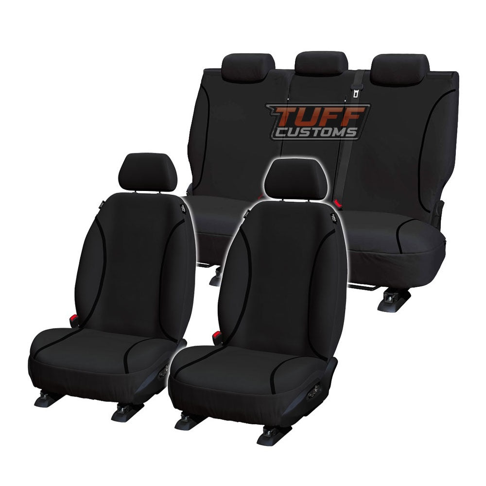 Tradies Canvas Black Seat Covers 2 Rows ISUZU DMAX TF 4X4 SX DUAL CAB 2014-6/2020