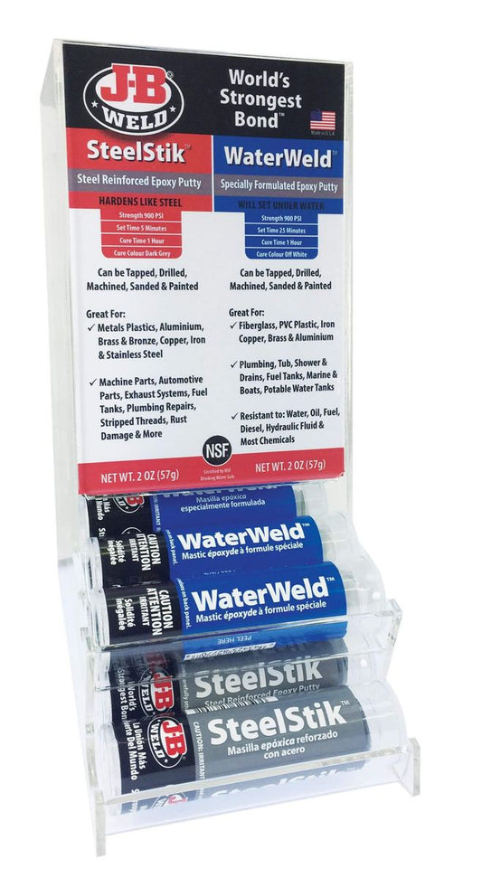 JB Weld SteelStick and WaterWeld Counter Display 20 Sticks
