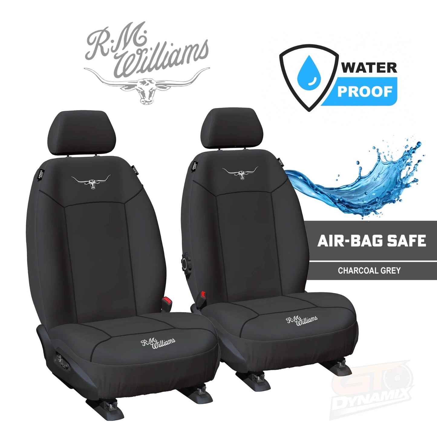 RM Williams Longhorns Universal Canvas Seat Covers KIA SORENTO BL EX LX 2/2003-9/2009 Black or Charcoal